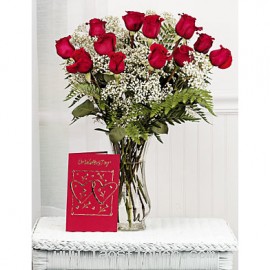 12 Red Roses With Vase